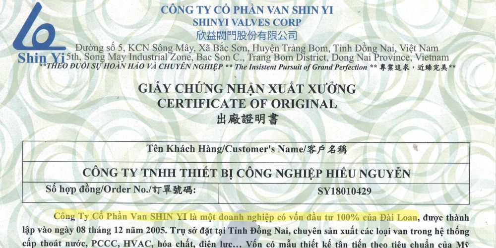 van shinyi của nước nào
