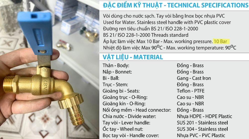 Áp lực làm việc vòi nước