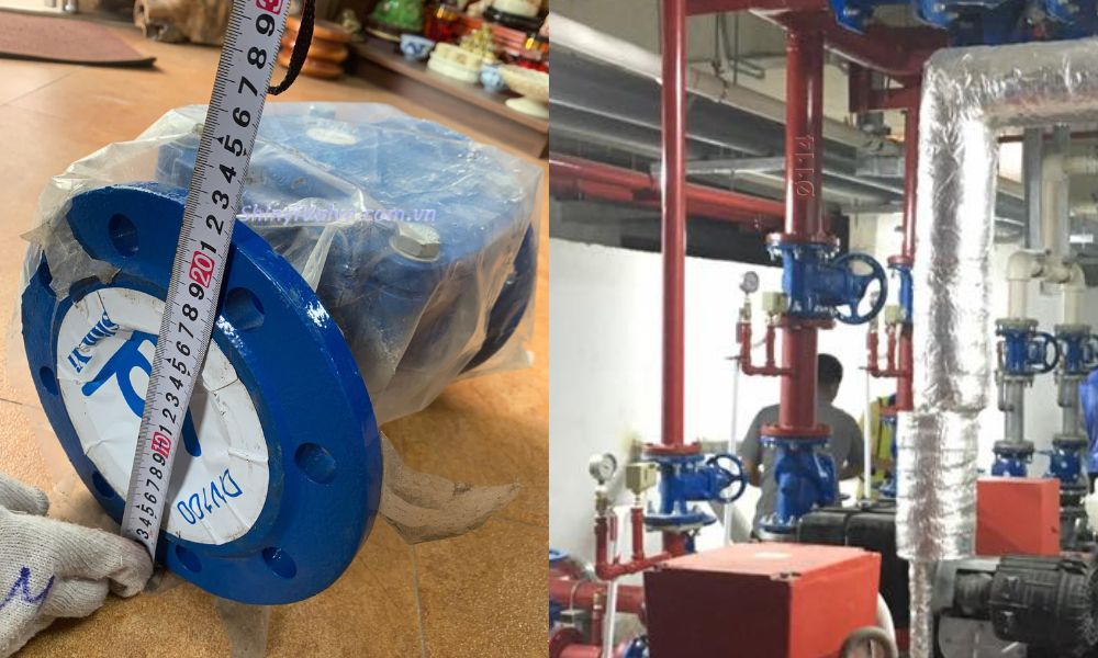 kích thước ống nối van 1 chiều lá lật dn100