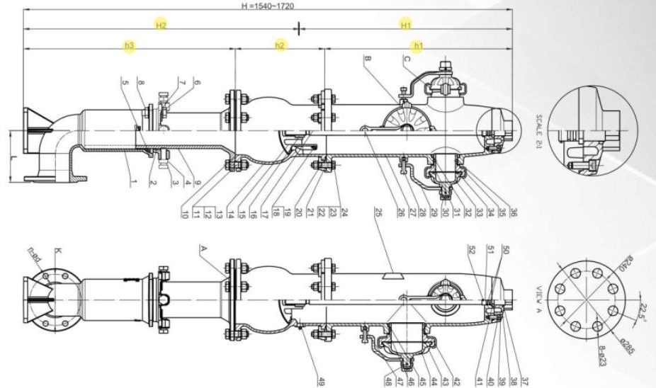 chi tiết kích thước của shinyi fhdf dn100