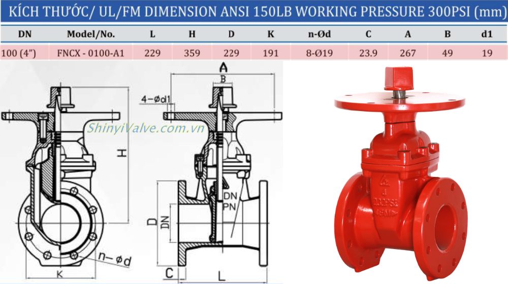 chi tiết kích thước của shinyi fncx 0100 a1