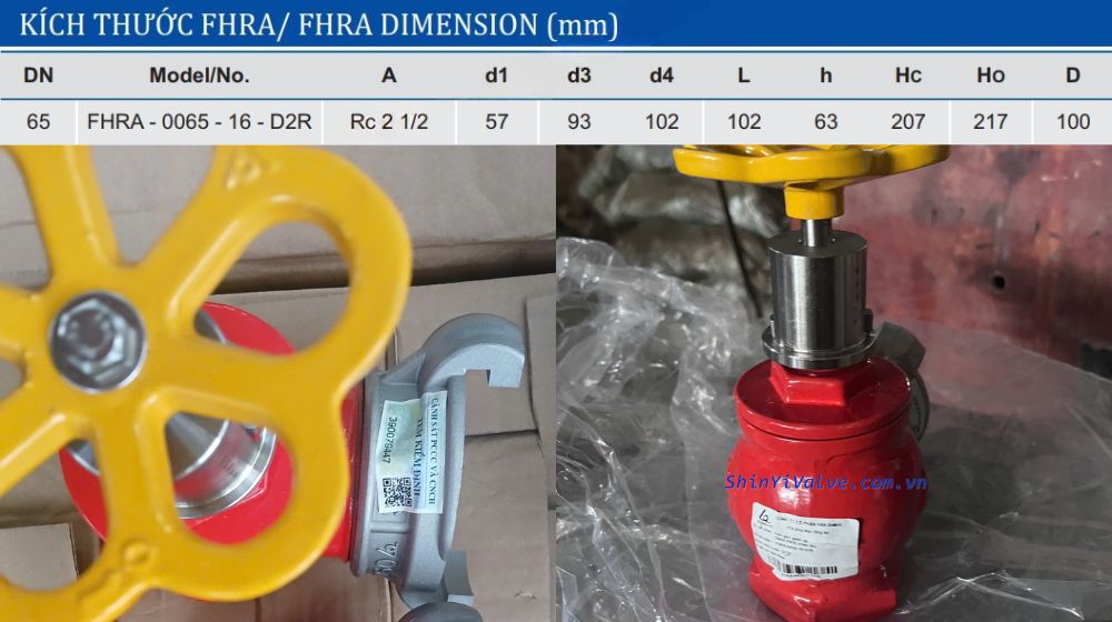 chi tiết kích thước của van shinyi fhra dn65