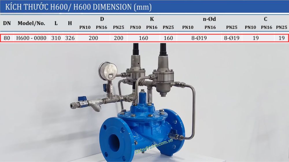 kích thước của shinyi h600 dn80