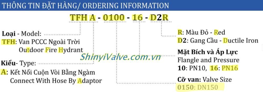 ký hiệu trụ shinyi TFHA DN150