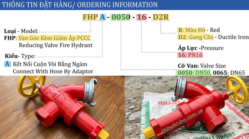thông số đặt hàng van góc shinyi fhpa dn50