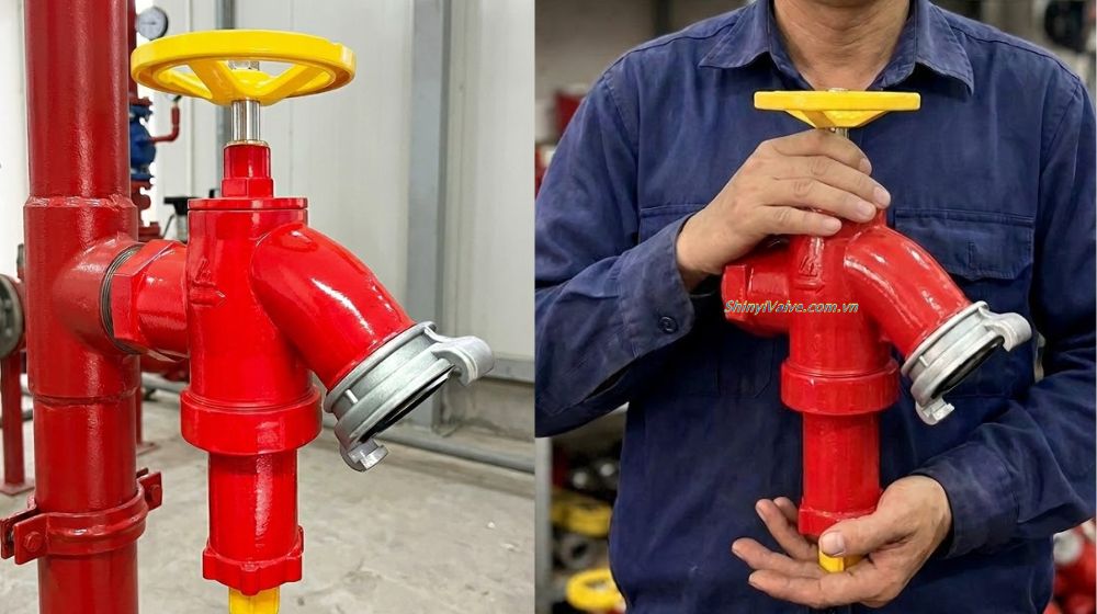 thực tế lắp đặt van góc kèm giảm áp shinyi